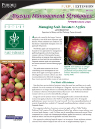 Disease Management Strategies for Horticultural Crops: Managing Scab-Resistant Apples