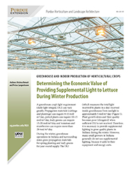 Greenhouse and Indoor Production of Horticultural Crops: Determining the Economic Value of Providing Supplemental Light to Lettuce During Winter Production