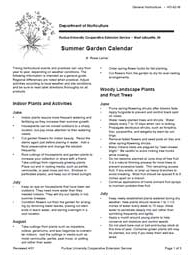 Summer Garden Calendar