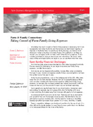 Taking Control of Farm Family Living Expenses