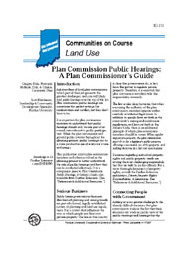 Plan Commission Public Hearings: A Plan Commissioner's Guide