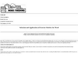 Selection and Application of Exterior Finishes for Wood