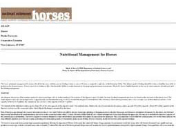 Nutritional Management for Horses